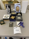 Small desk clock, two paper weights and more