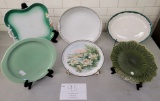 Six large plates w/stands - green