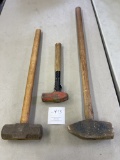 Three misc sledge hammers