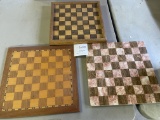 Three chess/checker boards