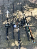 Various fishing poles and reels