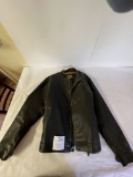 Men's black leather jacket size LG