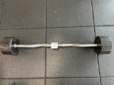 Curl Bar with weights 100 lbs 24HR Fitness Iron Grip