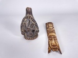 African Bone Pendant, Mexican Ocarina Pottery