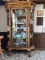 Beautiful Antique Oak Curved Glass China Cabinet