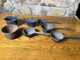 (7) Cast Iron Ladles, Bucket, & Pots