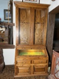 Oak 10 Gun Lighted Cabinet With Lower Display