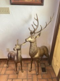 (2) Brass Deer Sculptures