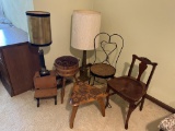 Lot of Chairs, Lamps, Planter, & Stool