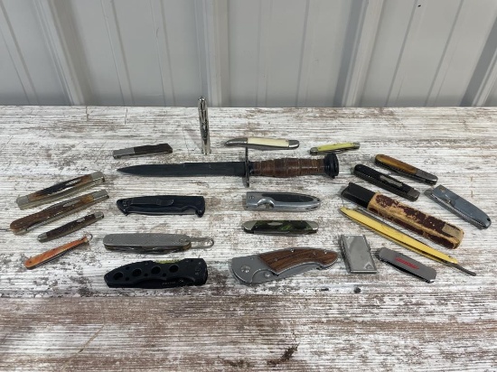 20 Various Knives Including  a Bayonet