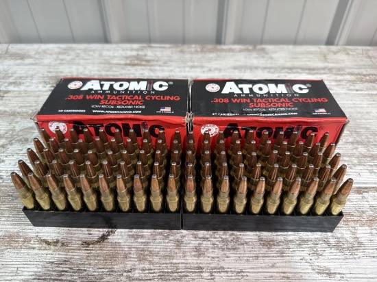 100 Rds Atomic .308 Win Tactical Cycling Subsonic