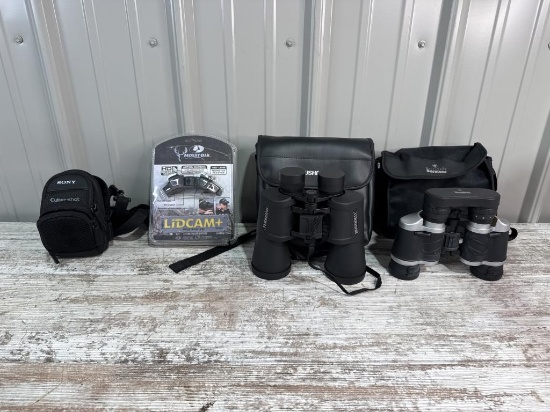 2- Sets of Binoculars, Lidcam, Camera Case
