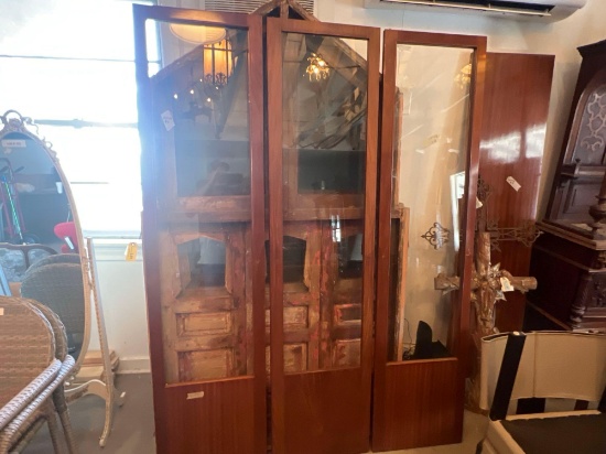 (3) French Style Wood Doors with Glass