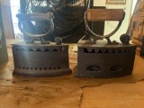 2 Vintage Irons with Flat Handles