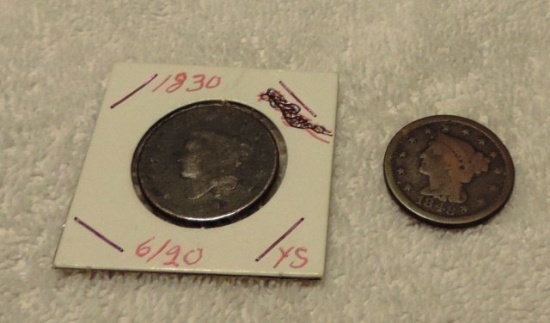 (2) Early One Cent US Coins