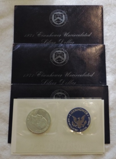 (3) 1971 Eisenhower Silver Dollars