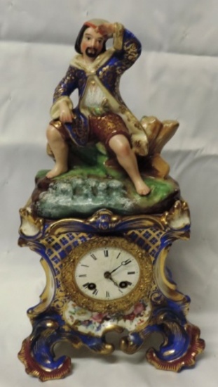 Very Early German 2 Piece Porcelain Clock