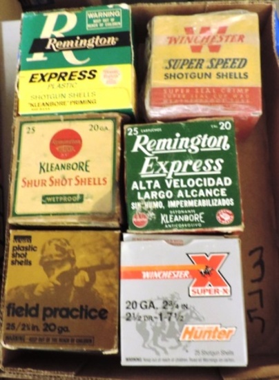 Lot of (6) Vintage 20 Ga. Shell Boxes