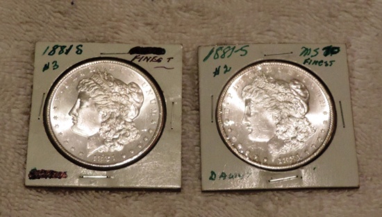 (2) 1881-S Morgan Silver Dollars
