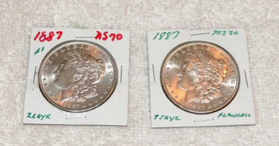 (2) 1887 Morgan Silver Dollars