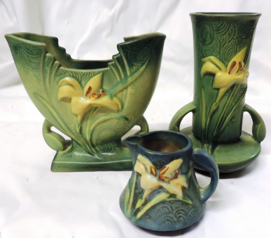 (3) Original Pieces of Roseville Pottery