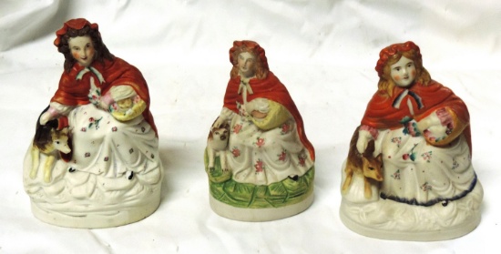 Lot of (3) Early Porcelain Little Red Riding Hood Figures