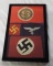 Shadow box Collection Of WW11 German Arm Bands & Patches