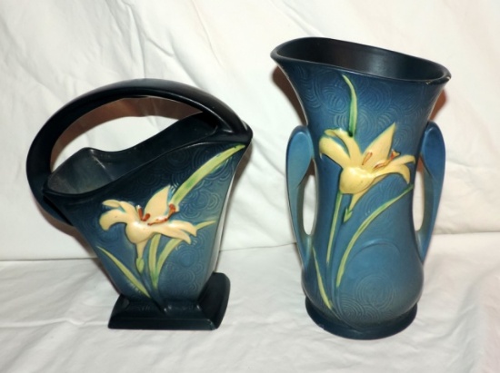 2 Pc. Lot Roseville Zephyr Lilly Pottery