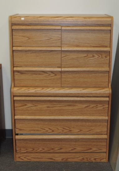 9 Drawer Oak Finish Chest