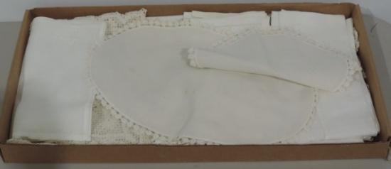 Tray Lot Old Linens