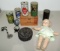 Doll, Compasses & Other Collectibles Lot