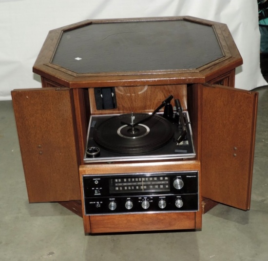 Octagon Shaped Side Table With Magnavox Stereo Inside