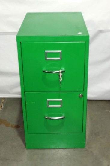 Green Metal 2 Drawer File Cabinet