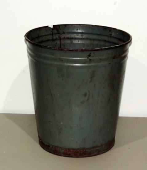 Vintage Grey Metal School Trash Can