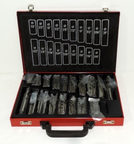New Drill Bit Set In Metal Box