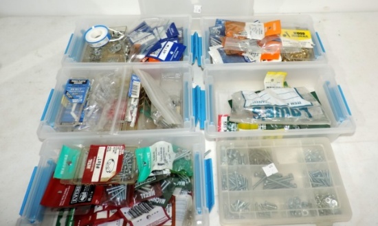 Lot Of 6 Plastic Trays Of Nuts & Bolts