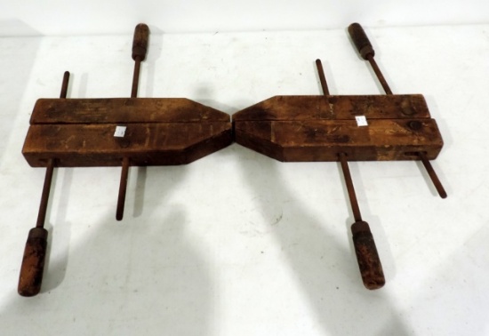 Pair Of Antique Wood Screw Clamps