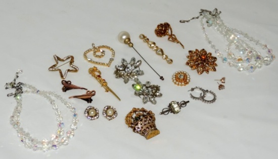 Wonderful Crystal & Gold Metal Costume Lot