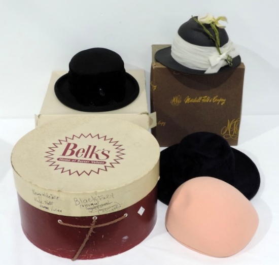 Lot Of 4 Vintage Ladies Dress Hats In Boxes