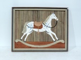Framed Wood Art Work Of Rocking Horse
