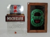 Michelob Light  Up Clock & Heineken Mirror