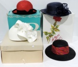 Lot Of 4 Vintage Ladies Dress Hats In Boxes
