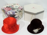 Lot Of 2 Vintage Ladies Dress Hats In Boxes