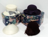 Lot Of 4 Vintage Ladies Dress Hats In Boxes