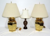 Lot Of 3 Brass Table Lamps