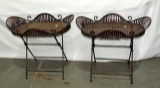 2 Folding Wicker & Metal Trays