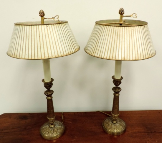 Ornate Brass Vintage Pair Of Lamps