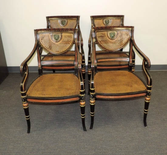 Antique Regency Set Of 4 Armchairs