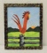 Oil On Artist Board Folk Art Painting Of Chicken By J. Butts