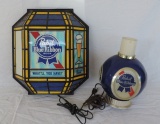Lot Of 2 Papst Blue Ribbon Beer Electric Wall Sign